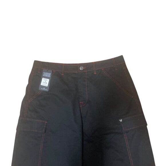 True Religion Jet Black Cargo Pants Flap Pockets Men’s Size 36 MSRP $149 NWT - Picture 2 of 11